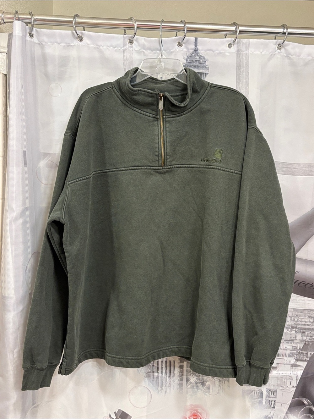 Men's Carhartt Olive Green Quarter-Zip Sweatshirt